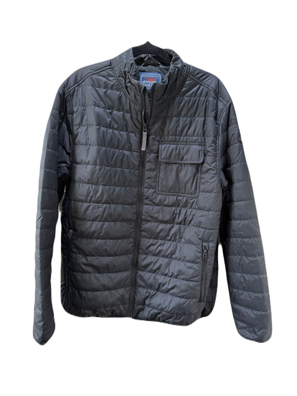 Faherty Mens Atmosphere Jacket Full Zip Three Pocket Puffer Black Size Large